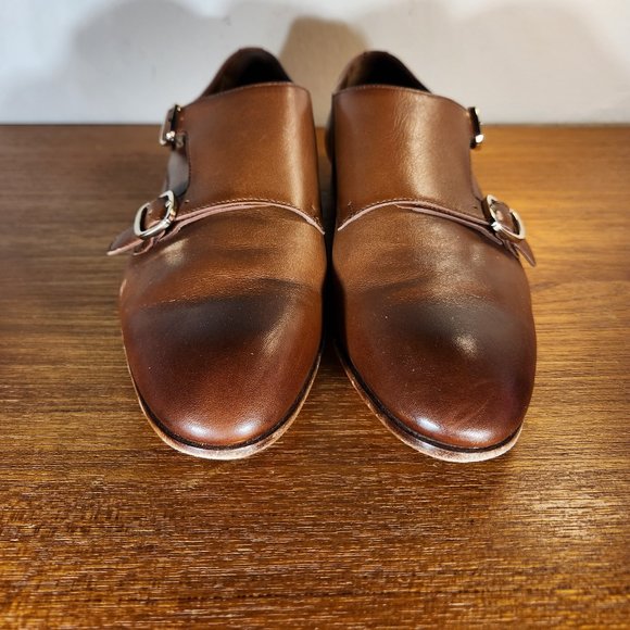 Santoni Handmade Italian Double Buckle Brown Leather Shoes Men (39) main image 14
